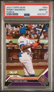 2023 Topps Now PSA 10 Ronny Mauricio 13/25 Purple SSP 1st MLB Home Run #858 Mets - Picture 1 of 4