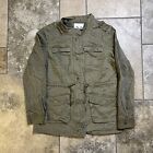 Per Se Army Utility Cargo Jacket Womens M Green Cinch Full Zip Snap Button