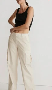 Pantaloni cargo dritti Madewell tinti in capo donna pantaloni larghi bassi taglia 26 nuovi con etichette - Foto 1 di 9