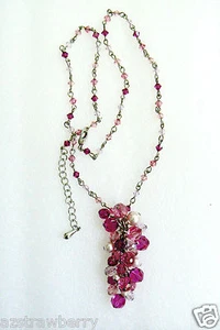 "Multi Rosa Cristal Perla Falsa Cuentas Dije Racimo Tono Plata Collar 21"L - Imagen 1 de 3