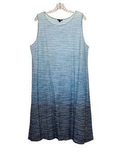 J. Jill Pure Jill Indigo Dress Women’s Large Blue Ombré Tank Cotton Knit Dress - Picture 1 of 8