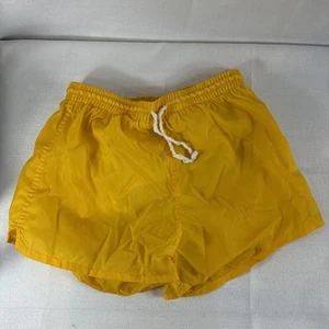 Vintage 80s Kids Medium Lined Nylon Running Jogging Soccer Shorts Yellow - Picture 1 of 9