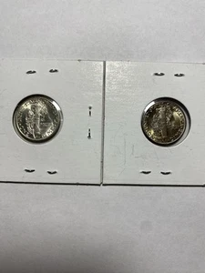 1936 P Mercury Dime CHOICE BU And Toned Set Of 2 - Picture 1 of 14