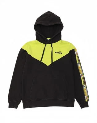 Moletom com capuz gráfico masculino DIADORA pequeno preto colorblock RE06 - Imagem 1 de 3