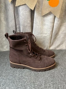 Bota de combate Vionic Lani II para mujer con cordones gamuza marrón suela acolchada talla 10 - Imagen 1 de 9