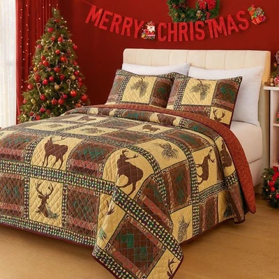 Juego de 3 edredones de árbol de Navidad reversible tamaño queen (88"X92") Foto 1 de 4