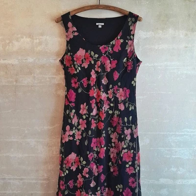 912. black & pink vintage floral 90s midi dress with sheer cardigan, 12 - Image 1 of 4
