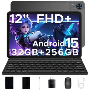 T36 12 inch Tablet with Keyboard, Android 15 Tablet 32GB+256GB/2TB Expand Oct... - Picture 1 of 7