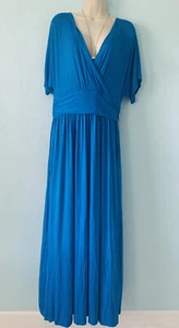 NY & Company Maxi Dress Blue Radiance Size “M” SHORT-SLEEVE DOLMAN - Picture 1 of 10