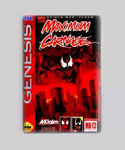 MAXIMUM CARNAGE / SEGA GENESIS - IMÁN NEVERA 2"x3" (caja juego vintage spiderman - Imagen 1 de 3