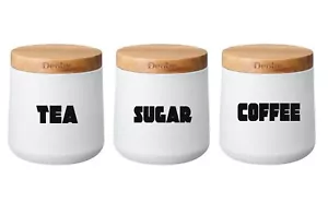 Tea Sugar Coffee Vinyl Sticker Label Decal Jar Kitchen - BLACK Lettering - Picture 1 of 1