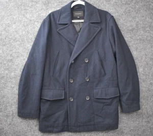Banana Republic Wool Pea Coat Jacket M Blue Double Breasted Long Sleeve RN 54023 - Picture 1 of 14