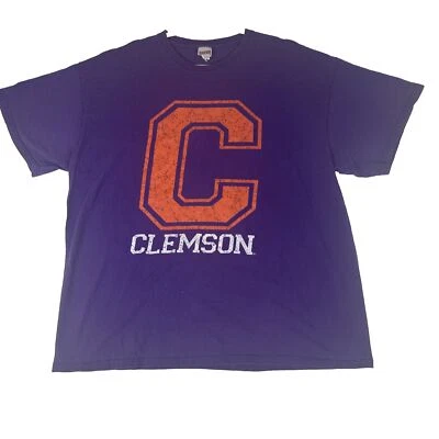 Vintage Y2K Soffe Clemson Tigers Purple T Shirt MENS Size 2XL Block C - Image 1 of 4