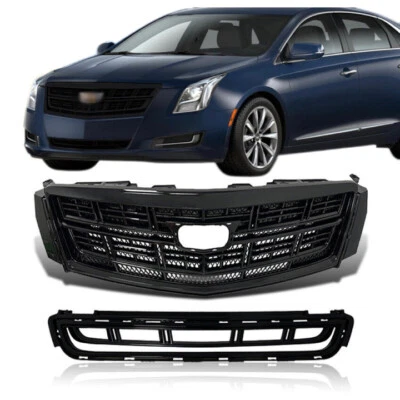 Parachoques delantero negro parrilla superior parrilla inferior 2 piezas para Cadillac XTS 2013-2017 Foto 1 de 4