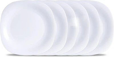 6pc Plates Large White Dinner Plate Square Opalware Crockery Dining Serving 29cm