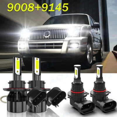 For Mercury Mountaineer 2007-2010 Combo 4x LED Headlight Hi/Lo Fog Lamp Bulbs Foto 1 de 4