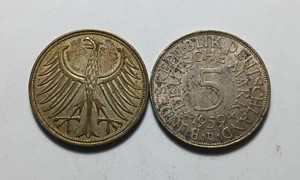 Germany 5 Mark - 1951-1974 Date - Mint Marks Vary - 1x Silver Coin FRG - Picture 1 of 6