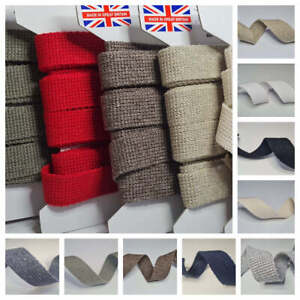 Cotton blend heavy weight solid bag strapping/webbing 25 mm /40 mm. UK made.