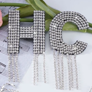Rhinestone Silver Letter Patch Patches Iron on Alphabet Embroidery Clothes DIY - Picture 1 of 38