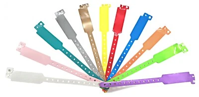 Wristbands Plain Vinyl Colours *Wide* Faced Events Security Stud Plastic
