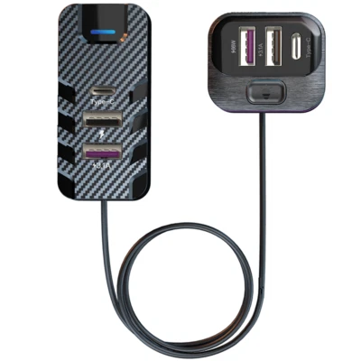 6 Port Car Charger Front Rear Seat USB Type-C Fast Charge Adapter For Cell Phone - Image 1 of 4