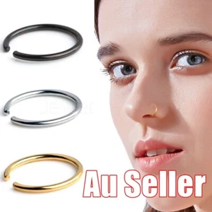 1Pc Nose Lip Ear Ring Hoop Rings Surgical Bend Body Piercing Earring Jewellery - Picture 1 of 16
