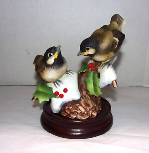 Andrea by Sadek Bird Figurine Chickadees 5" #6726 - Japan