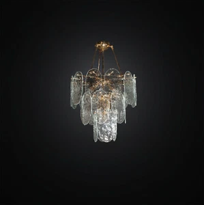 Classic Gold Chandelier with 24 Clear Murano Glasses 5 Light BGA 3019-24v - Picture 1 of 1