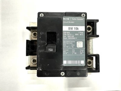 USADO Eaton Cutler Hammer BW2150 2 polos 150 amperios atornillable 120/240 V disyuntor Foto 1 de 4