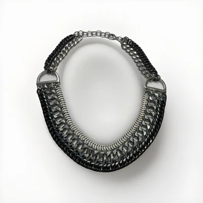 Collar grueso de eslabones de cadena audaz gris plata Stella & Dot Femme Fatale Foto 1 de 4