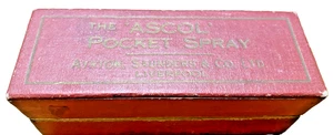 Atomizador médico raro antiguo 1927 "The Ascol Pocket Spray" - en caja original - Imagen 1 de 4
