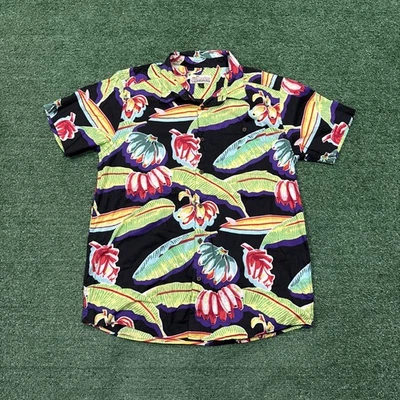 Camisa Hawaiana Patagonia SP17 Pataloha Malihini 88 Bananas Negra Floral Talla Grande Foto 1 de 4