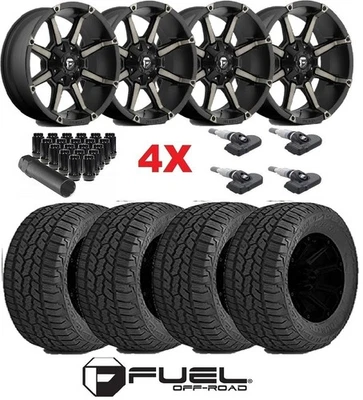 FUEL BLACK WHEEL TIRE PACKAGE 285 55 20 GMC SIERRA 1500 RT HYBRID TERRAIN Foto 1 de 4