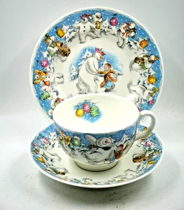 PLATO PLATILLO TAZA TRÍO TAMAÑO COMPLETO PARTYTIME ROYAL DOULTON THE SNOWMAN 1ª CALIDAD - Imagen 1 de 3