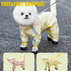 Pet Dog Raincoat Face Waterproof Clothes Jumpsuit Puppy Jacket Dogs Rain Coat UK - Picture 1 of 17