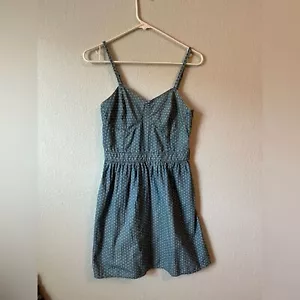 Denim Polka Dot babydoll empire corset Dress Y2K 100% cotton gossip girl - Picture 1 of 5