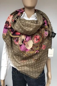 Neu LuxuryOriginal Gucci Schal/Tuch Neu Wolle 140x140 cm Neu Modell-508797-5879. - Bild 1 von 12