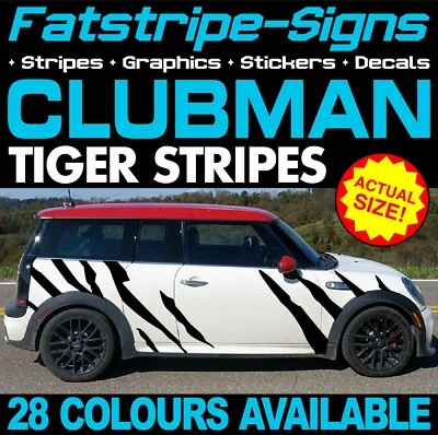 da montare MINI CLUBMAN TIGER STRIPES GRAFICA DECALCOMANIE ADESIVI TURBO R55 F54 1.6 2.0 - Immagine 1 di 2