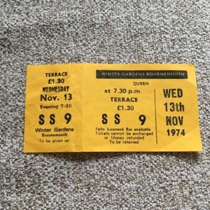 Queen Unused ticket Bournemouth Winter Gardens 13/11/74 #SS9 - Picture 1 of 1