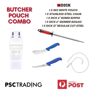 Combo de cuchillo de carnicero F.Dick 2 piezas con acero, bolsa y cadena - Imagen 1 de 6