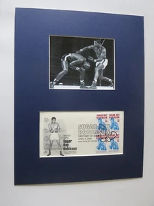 Sugar Ray Robinson vs.Kid Galivan & First Day Cover of his own stamp - Picture 1 of 2