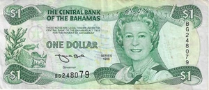 BAHAMAS THE CENTRAL BANK 1 DOLLAR 1996 P 57 Circulated SIGNAT. SMITH - Picture 1 of 2