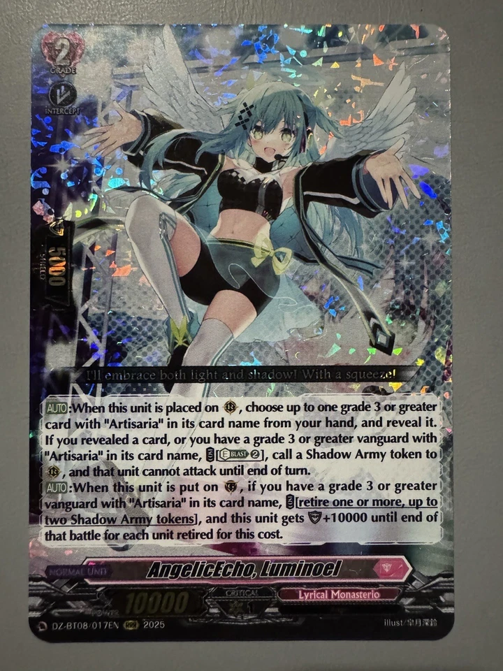 CARDFIGHT VANGUARD ANGELICECHO LUMINOEL (LYRICAL MONASTERIO) DZ-BT08/017EN RRR - Image 1 of 4