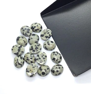 Flat Back Oval Natural Dalmatian Jasper AAA Loose Gemstone For Assorted Jewelry - Picture 1 of 22