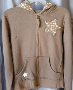 Outlooks Hoodie Full Zip Brown with Stars Girls Large - Picture 1 of 17