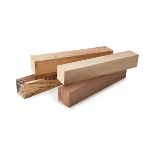 Woodcraft Turner's Pack 2" x 2" x 12" Sycamore Maple Zebrawood Walnut 4 pc - Picture 1 of 2