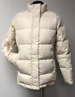 Ll Bean Womens Ivory Winter White Down Puffer Quilted Jacket Coat Zip Front Sz M