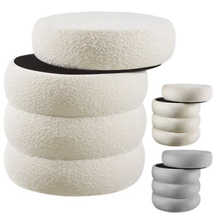 Footstool Storage Stool Upholstered Pouffe Ottoman Desk Dressing Table Seat - Picture 1 of 37