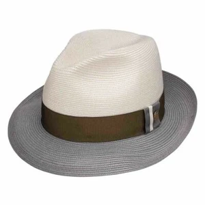Stetson Portofino Ivory & Grey Milan Soft Finish Cowhide Sweat Band Hat (7 1/8) - Picture 1 of 1