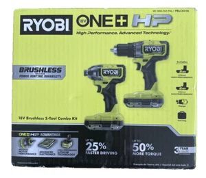 🌹Ryobi ONE HP 18V Brushless Cordless Compact 1/2"Drill & Impact Driver PBLCK01K - Picture 1 of 5